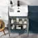 Harper Navy Blue Basin Vanity and Back To Wall Toilet Unit 1000mm (Excludes Toilet) - Black Accents