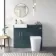 Harper Navy Blue Vanity with Semi Recessed Basin 500mm - Brushed Brass Accents