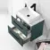Elba Midnight Green Wall Hung Drawer Vanity with Marble Top & Cody Basin 600mm - Black Accents