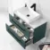 Elba Midnight Green Wall Hung Drawer Vanity with Marble Top & Cody Basin 800mm - Black Accents