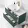 Elba Midnight Green Wall Hung Drawer Vanity with Marble Top & Oval Counter Top Basin 800mm - Brushed Brass Accents