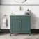 Bermuda Midnight Green Vanity with Marble Top & Curved Counter Top Basin 800mm - Brushed Brass Accents