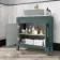 Bermuda Midnight Green Cabinet with Marble Top 800mm (Excludes Counter Top Basin) - Brass Knurled Handles