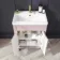 Bermuda Cashmere Pink Basin Vanity 600mm - Brushed Brass Accents