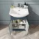 Capri Navy Blue Vanity with Semi Recessed Basin 550mm - Brushed Handles