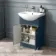 Capri Navy Blue Combination Vanity Basin and Houston Toilet 1050mm - Chrome Handles