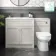 Milos Cotton White Combination Vanity Basin and Miami Toilet 1300mm - Chrome Handles