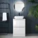 Corsica Gloss White Vanity Drawer with Marble Top & Curved Counter Top Basin 600mm