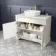 Lucia Chalk White Vanity with Marble Top & Curved Counter Top Basin 1030mm - Brass Knurled Handles