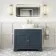 Lucia Inky Blue Vanity with Marble Top & Curved Counter Top Basin 1030mm - Brushed Brass Accents