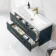 Elba Inky Blue Wall Hung Basin Drawer Vanity 1000mm - Brushed Brass Accents