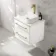 Omaha Gloss White Wall Hung Drawer Vanity with Marble Top & Marin Basin 600mm - Brushed Brass Accents