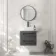 Omaha Slate Grey Wall Hung Drawer Vanity with Marble Top & Marin Basin 600mm - Black Accents