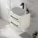 Omaha Linen White Wall Hung Drawer Vanity with Marble Top 600mm (Excludes Counter Top Basin) - Black Accents