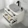 Omaha Linen White Wall Hung Drawer Vanity with Marble Top 800mm (Excludes Counter Top Basin) - Black Accents