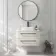 Omaha Linen White Wall Hung Drawer Vanity with Marble Top & Marin Basin 800mm - Black Accents
