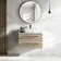 Elba Dawn Oak Wall Hung Drawer Vanity with Marble Top & Curved Counter Top Basin 800mm - Black Accents
