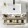 Elba Dawn Oak Wall Hung Drawer Vanity with Marble Top & Cody Basin 800mm - Black Accents