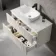 Crete Fluted Linen White Wall Hung Drawer Vanity with Marble Top & Curved Basin 1000mm