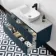 Crete Fluted Navy Blue Wall Hung Drawer Vanity with Marble Top & Curved Basin 1000mm