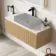 Malta Fluted Country Oak Wall Hung Drawer Vanity with Marble Top 1000mm - Excludes Counter Top Basin