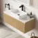 Malta Fluted Country Oak Wall Hung Drawer Vanity with Marble Top & Marin Basin 1000mm