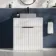 Havana Fluted Coastal White Cabinet with Marble Top 800mm (Excludes Counter Top Basin) - Black Accents