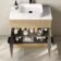 Havana Fluted Country Oak Cabinet with Marble Top & Reno Basin 800mm - Black Accents