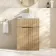 Havana Fluted Country Oak Cabinet with Marble Top & Nevis Basin 600mm - Brushed Brass Accents