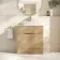 Havana Fluted Country Oak Cabinet with Marble Top & Reno Basin 800mm - Brushed Brass Accents