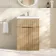 Havana Fluted Country Oak Basin Vanity 600mm - Chrome Handles