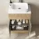 Havana Fluted Country Oak Cabinet with Marble Top & Reno Basin 600mm - Chrome Handles