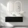 Sorrento Fluted Matt Black Wall Hung Drawer Vanity with Matt White Double Basin 1200mm