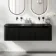 Sorrento Fluted Matt Black Wall Hung Drawer Vanity with Black Double Basin 1200mm