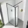 Munich Fluted Effect Matt Black Framed 8mm Wet Room Shower Glass 800mm & 250mm Pivotal Return Panel