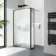 Munich Fluted Effect Matt Black Framed 8mm Wet Room Shower Glass 1200mm & 250mm Pivotal Return Panel