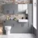 Harper Stone Grey Floor Standing Tall Cabinet 1900x300mm - Black Accents