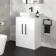 Avon Gloss White Vanity with Curved Counter Top Basin 600mm - Black Accents