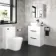 Avon Gloss White Vanity Drawer with Marble Top & Curved Counter Top Basin 600mm - Black Accents