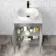 Avon Stone Grey Vanity with Marble Top & Curved Counter Top Basin 600mm - Black Accents