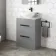 Avon Stone Grey Vanity Drawer with Marble Top & Oval Counter Top Basin 600mm - Black Accents