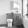 Avon Stone Grey Combination Vanity Basin and Miami Toilet 1000mm - Black Accents