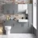 Harper Stone Grey Side Cabinet Unit 300mm - Black Accents