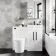 Avon Gloss White Combination Vanity Basin and Boston Toilet 1000mm - Black Accents