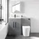 Avon Stone Grey Combination Vanity Basin and Boston Toilet 1100mm - Black Accents - Left Handed