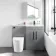 Avon Stone Grey Combination Vanity Basin and Boston Toilet 1100mm - Black Accents - Right Handed