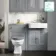 Monaco Dove Grey Combination Vanity Basin and Hudson Toilet with Wooden Seat 1200mm - Brushed Brass Accents