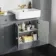 Monaco Dove Grey Combination Vanity Basin and Hudson Toilet with Wooden Seat 1500mm - Brushed Brass Accents