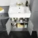 Monaco Dove Grey Combination Vanity Basin and Hudson Toilet with Wooden Seat 1500mm - Brushed Brass Accents
