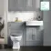 Monaco Dove Grey Combination Vanity Traditional Basin and Hudson Toilet with Wooden Seat 1200mm - Brushed Brass Accents